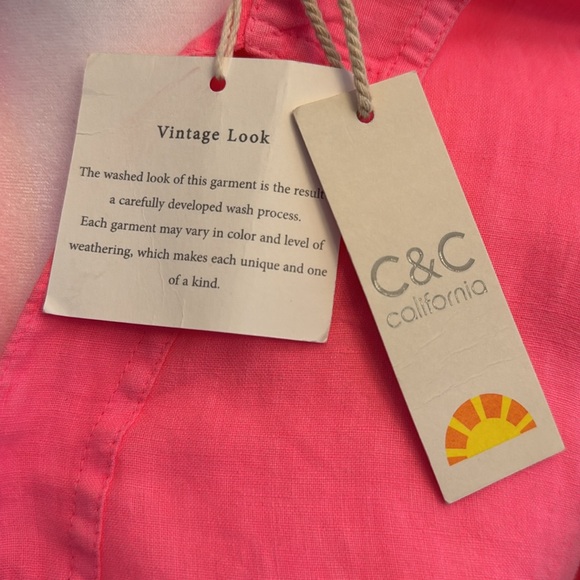 NWT- C&C California Linen Top in Hot Pink Women's size Medium - Picture 4 of 10